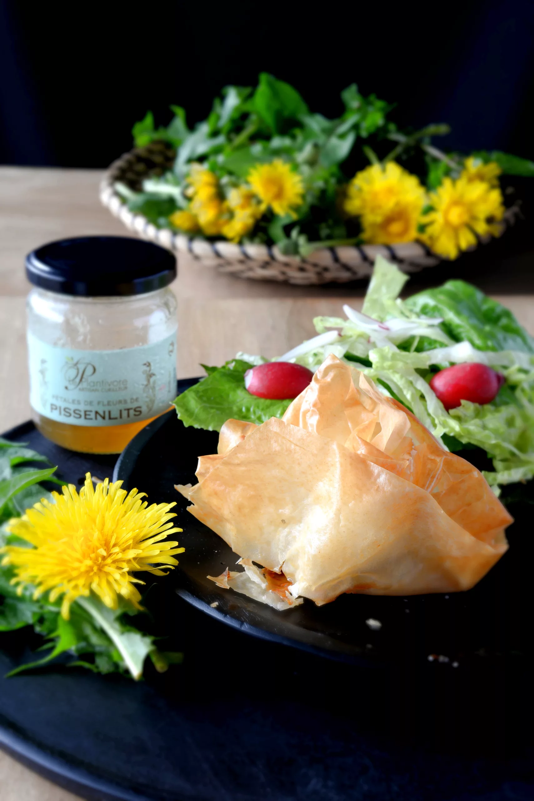 Croustillants de chèvre aux Pétales de Fleurs de Pissenlits