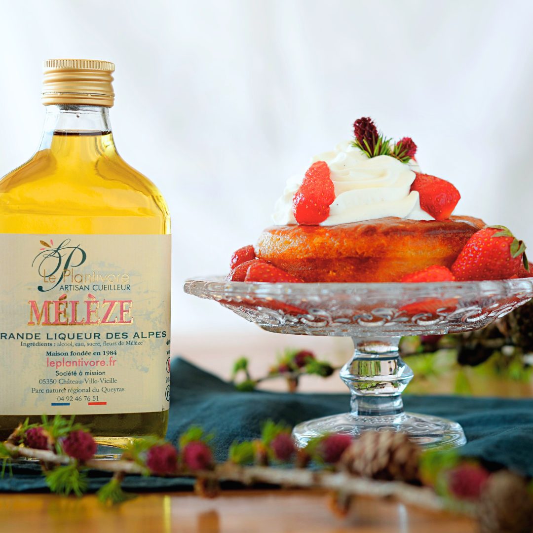 baba aux fraises à la liqueur de mélèze
