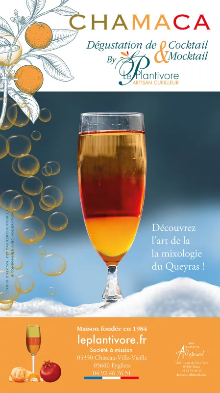 recette cocktail chamaca plantivore queyras sirop artisanal framboise gentiane mandarine champagne