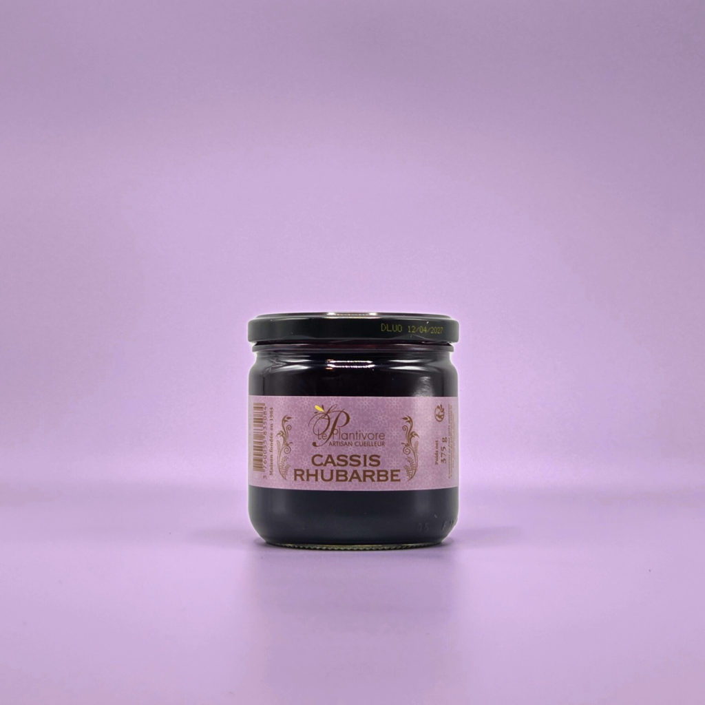 Confiture artisanale Cassis Rhubarbe plantivore hautes alpes